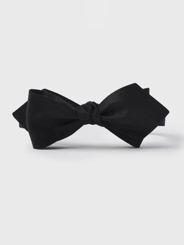 The Black Tux Neckwear*Black Silk Twill Diamond Bow Tie