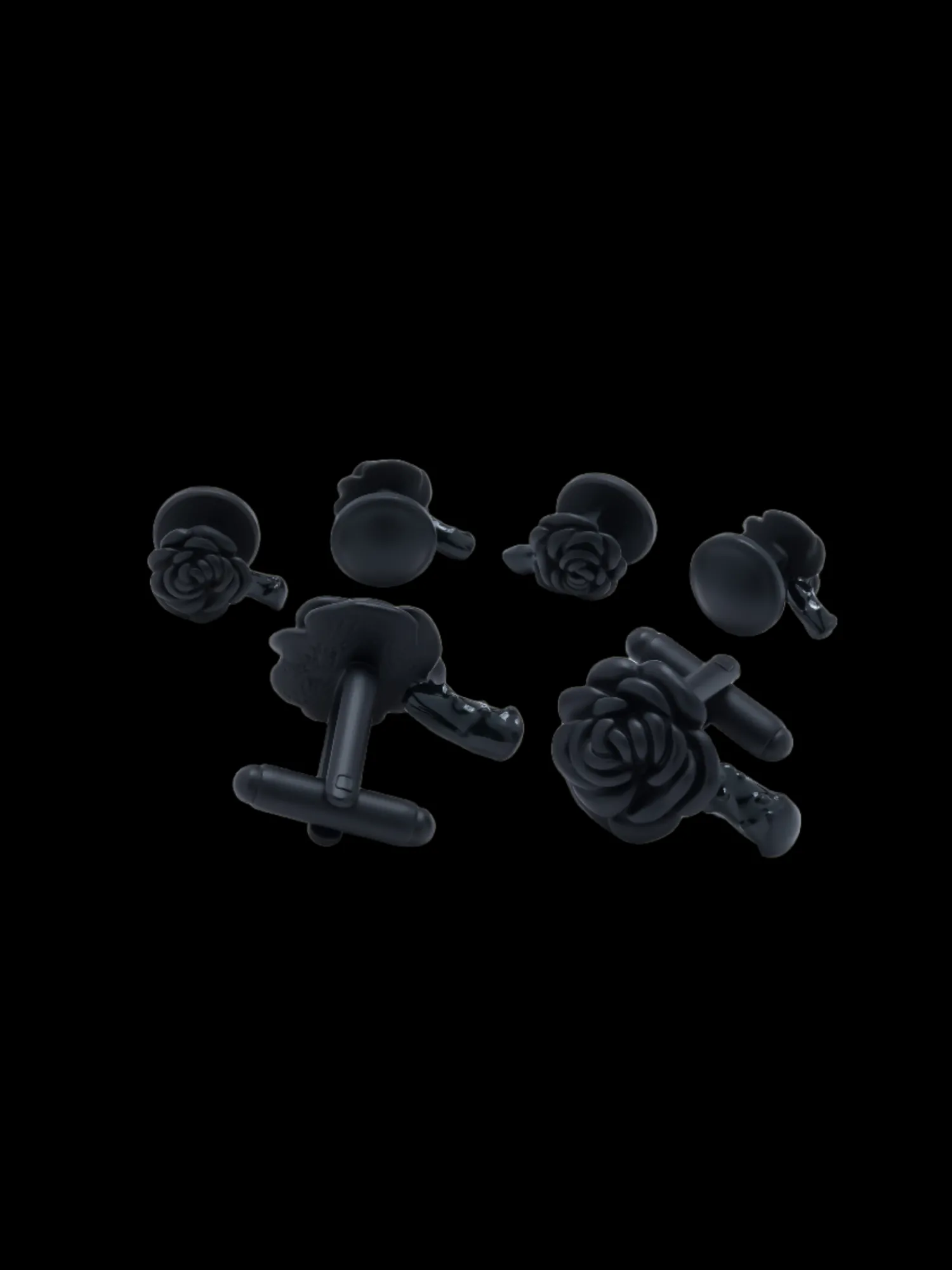 The Black Tux Accessories | Cufflinks & Studs*Carved Rose Cufflinks and Studs Set
