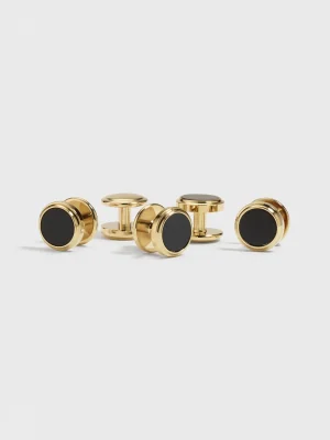 The Black Tux Accessories | Cufflinks & Studs*Gold Onyx Button Studs