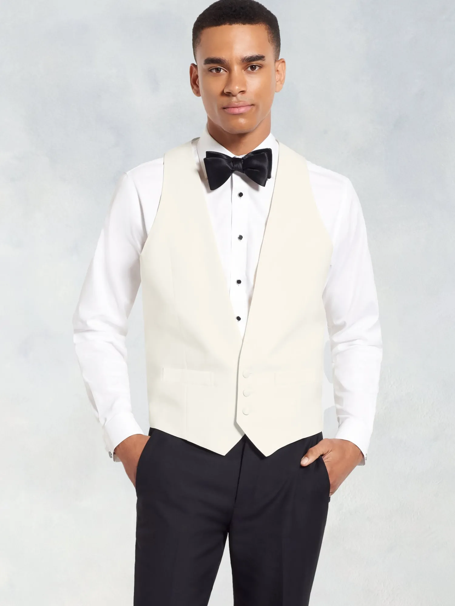 The Black Tux Vests*Ivory Low Cut Tuxedo Vest