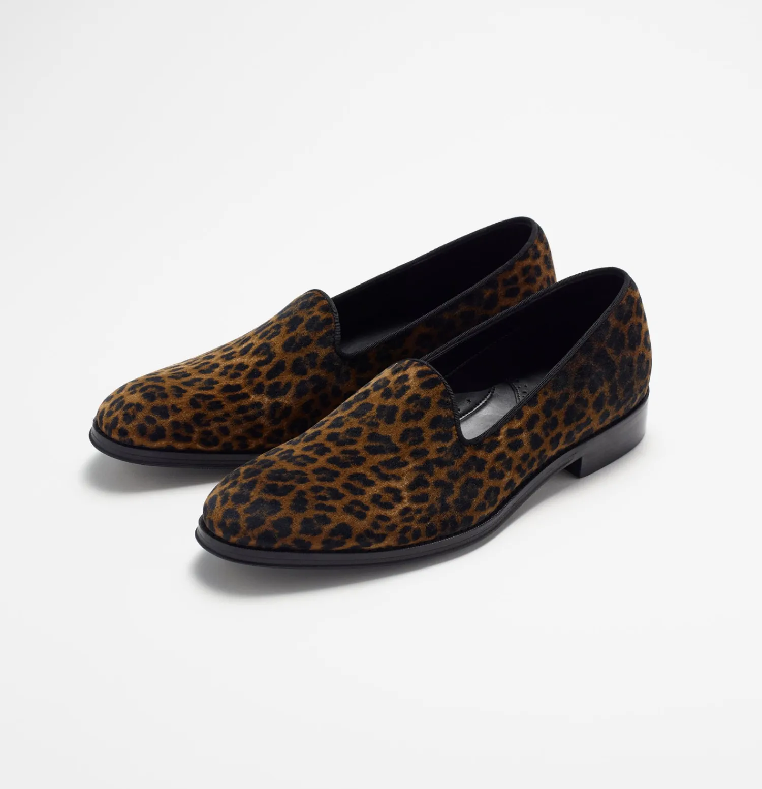 The Black Tux Shoes*Leopard Velvet Loafers