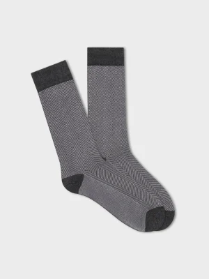 The Black Tux Accessories | Shoes*Light Grey Herringbone Dress Sock