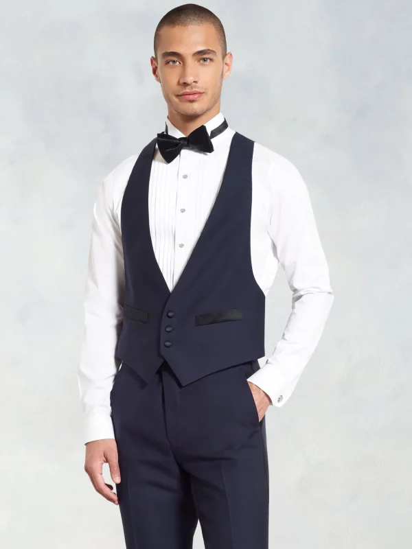 The Black Tux Vests*Midnight Blue Low Cut Tuxedo Vest