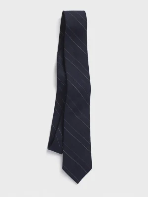 The Black Tux Neckwear*Navy Pinstripe Linen Necktie