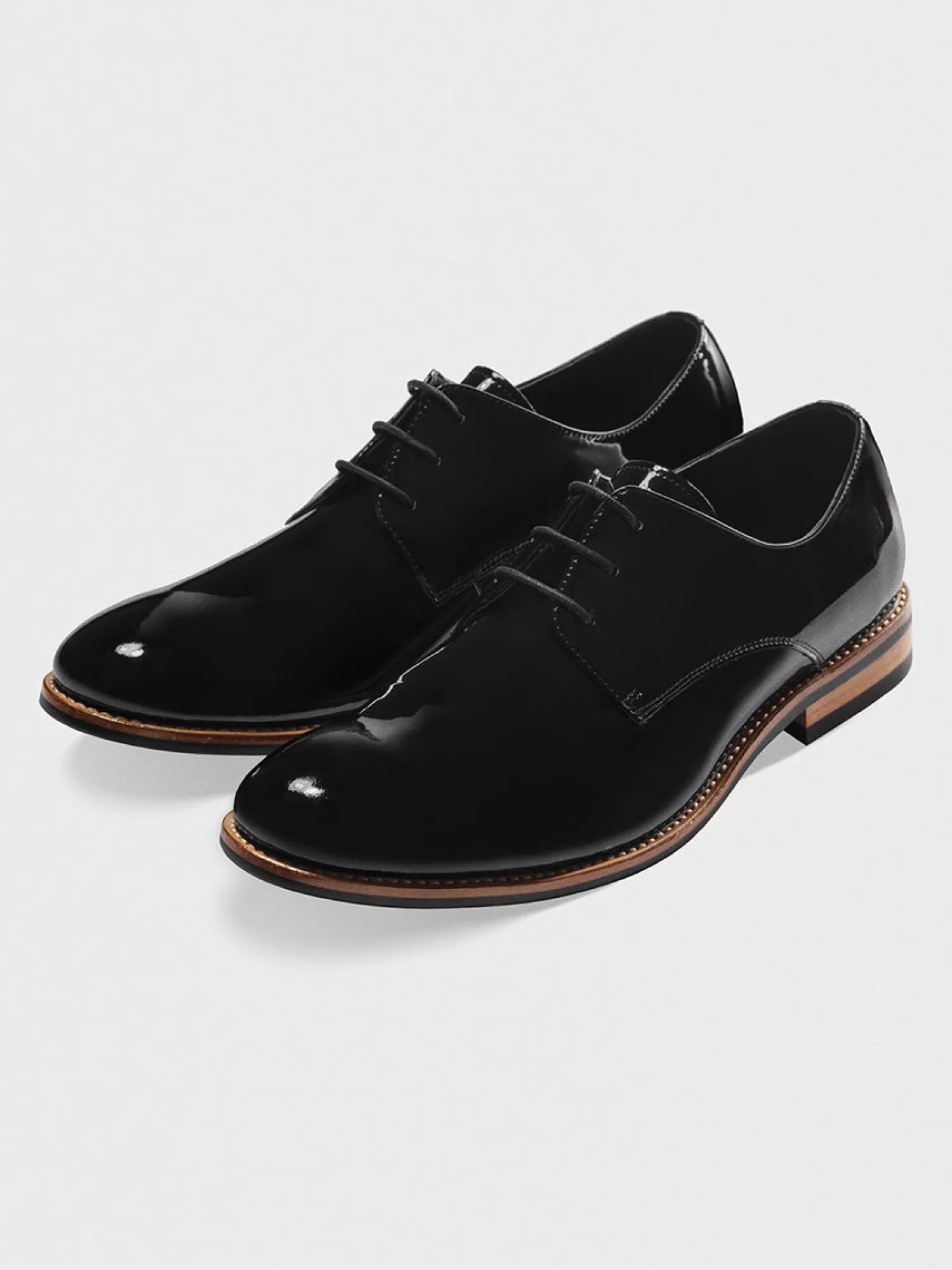 The Black Tux Shoes*Patent Leather Wood Sole