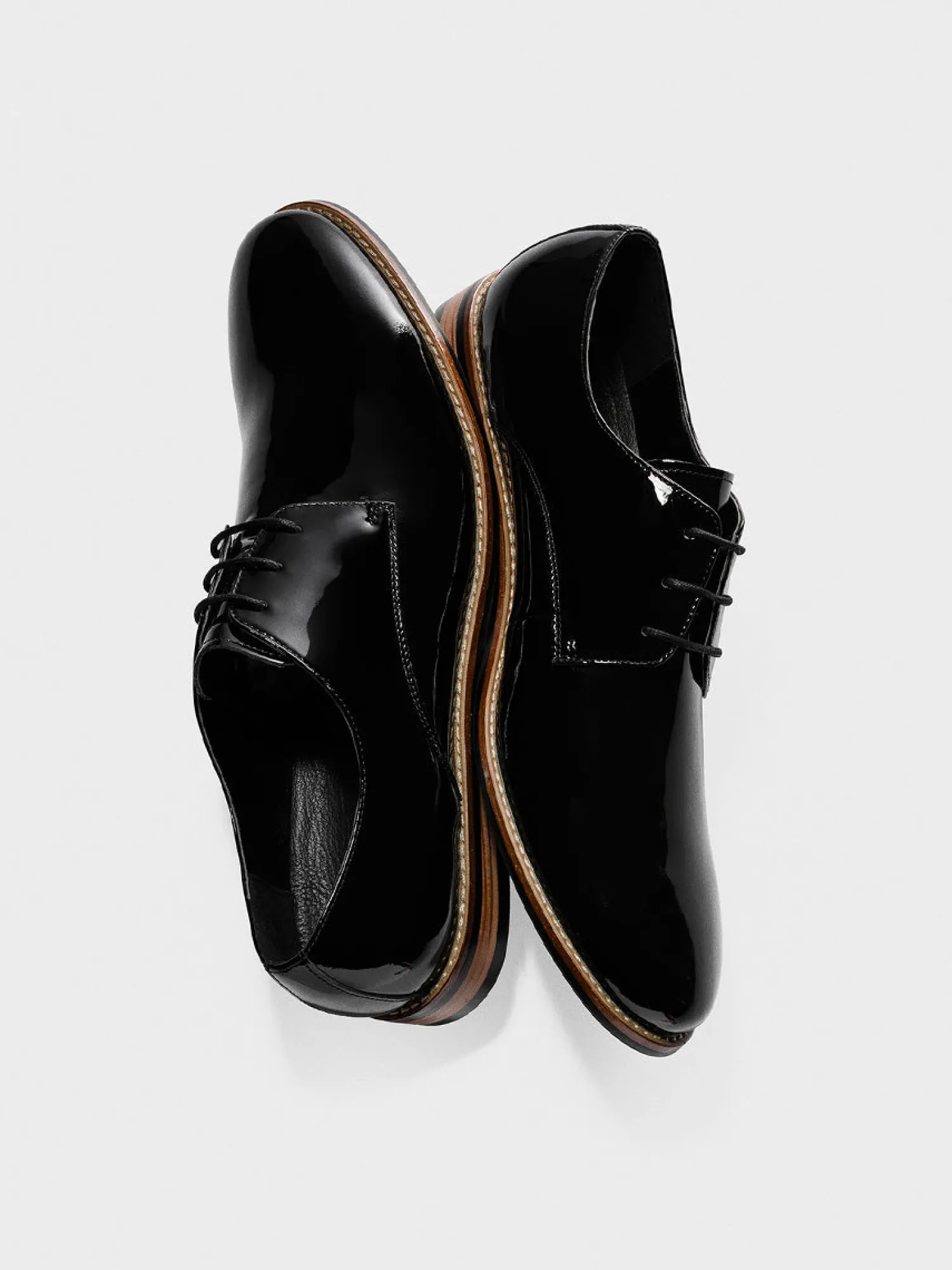 The Black Tux Shoes*Patent Leather Wood Sole