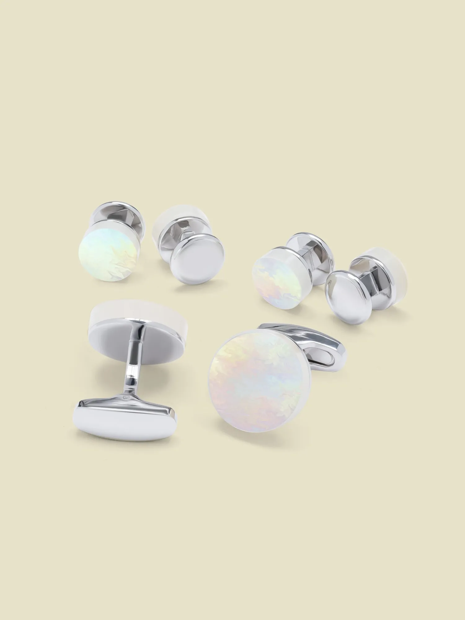 The Black Tux Accessories | Cufflinks & Studs*Round Mother of Pearl Cufflinks & Studs Set