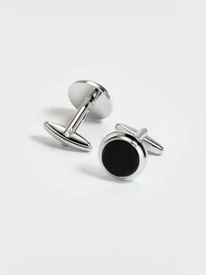 The Black Tux Accessories | Cufflinks & Studs*Silver Onyx Cufflinks