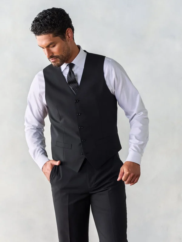 The Black Tux Vests*Stretch Wool Black Suit Vest