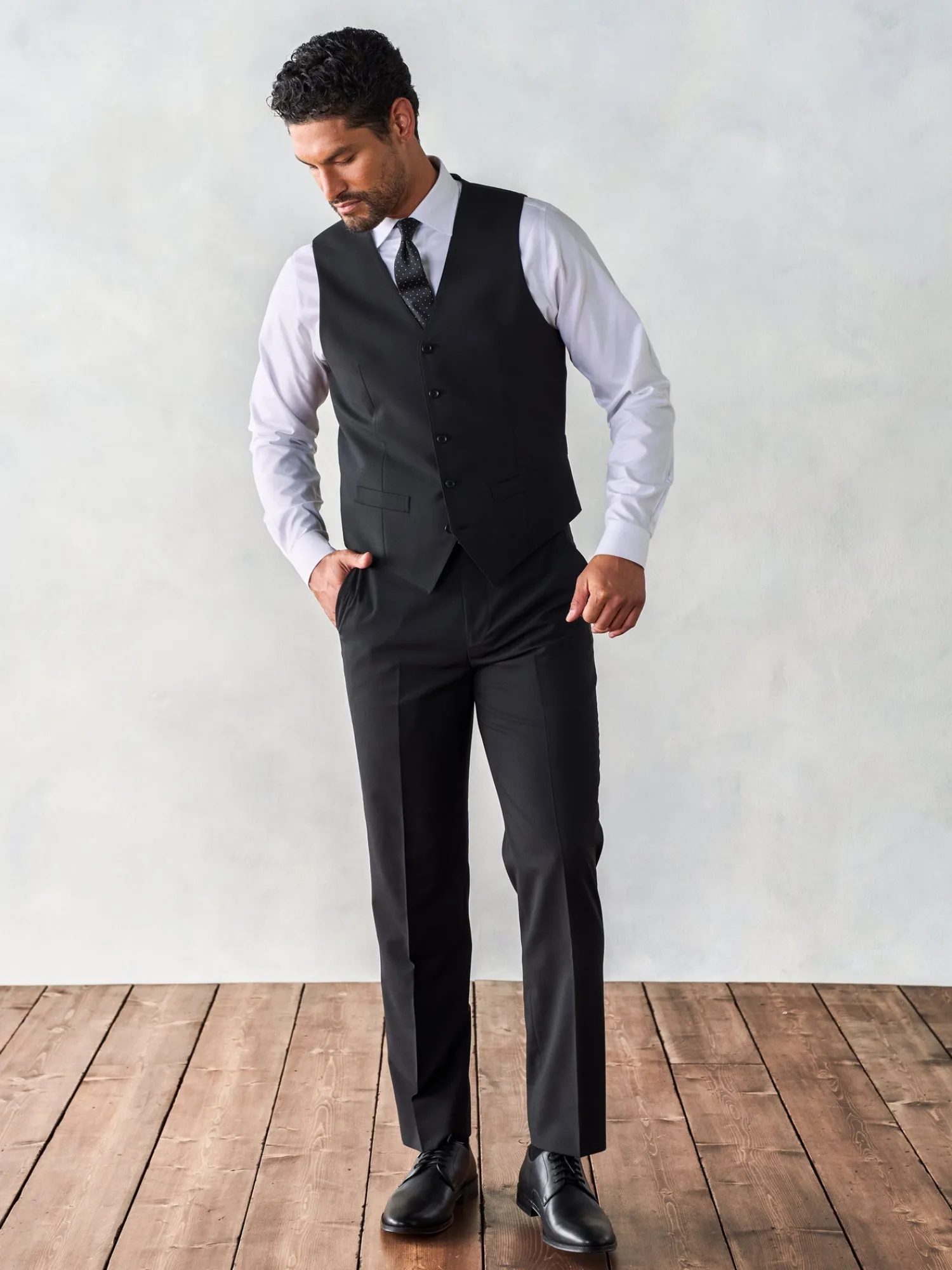 The Black Tux Vests*Stretch Wool Black Suit Vest