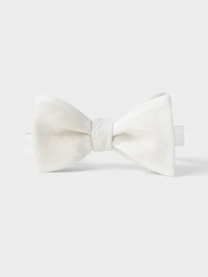 The Black Tux Neckwear*White Linen Wide Bow Tie